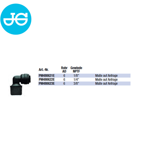 John Guest Winkel-Einschraubverbinder PM480623E - Ø 6,00 mm x 3/8"